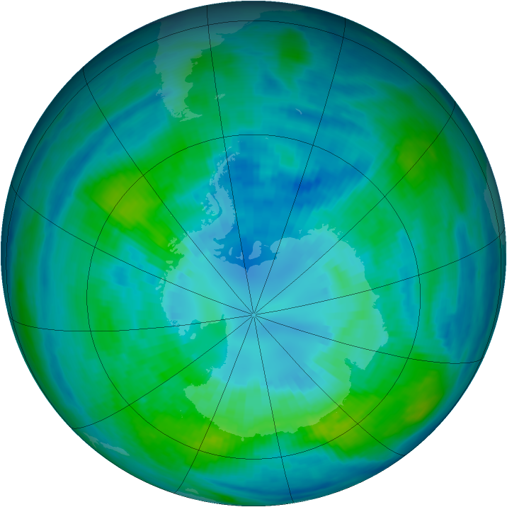 Antarctic ozone map for 05 April 1984
